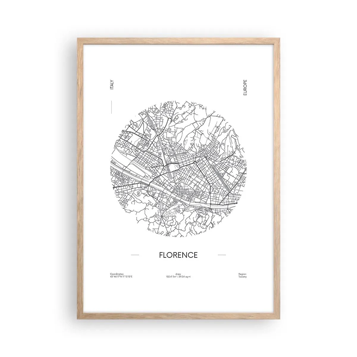 Póster en marco roble claro - Anatomía de Florencia - 50x70 cm