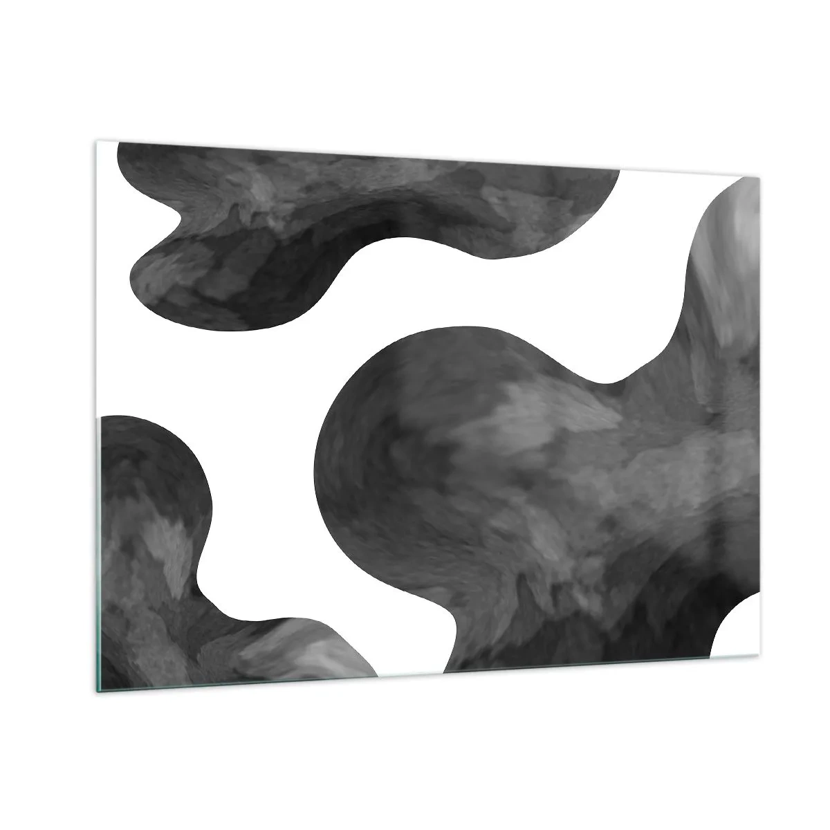 Cuadro sobre vidrio - Impresiones sobre Vidrio - Formas abstractas en tonos blanco y negro - 100x70cm - El blanco fluye sobre el negro - Decoración de pared moderna para salón y dormitorio ARTTOR
