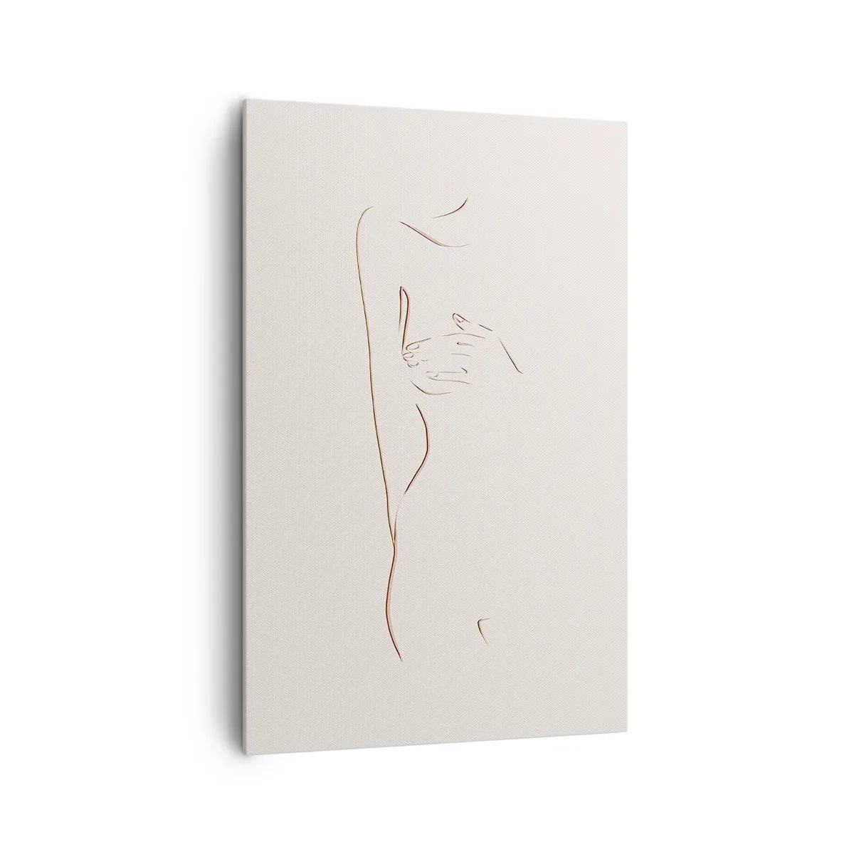 Cuadro sobre lienzo - Impresión de Imagen - Un dibujo lineal sutil de una silueta sobre un fondo claro. - 80x120cm - La forma del deseo - Decoración de pared moderna para salón y dormitorio ARTTOR