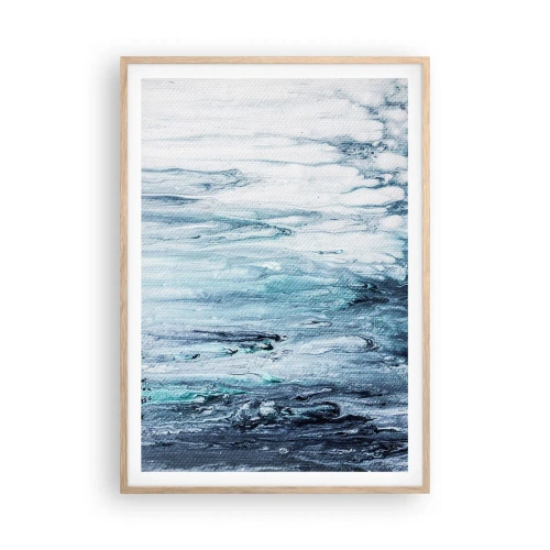 Póster en marco roble claro - Carámbanos de azul - 70x100 cm