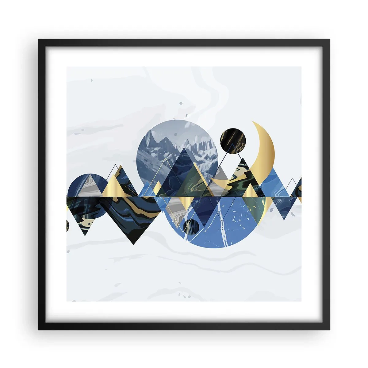 Póster en marco negro - Paisaje geométrico - 50x50 cm