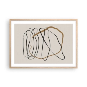 Póster en marco roble claro - Composición: danza lineal - 70x50 cm