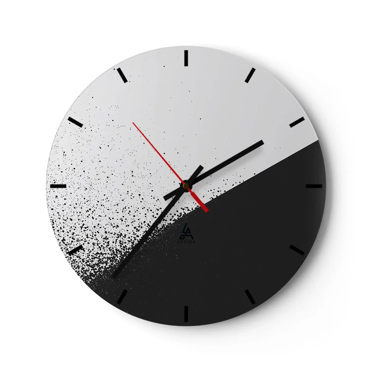 Reloj de pared - Reloj de vidrio - Composición geométrica en contraste blanco y negro. - 30x30cm - Cada vez más rápido, cada vez más alto - Decoración de pared moderna para salón, cocina y dormitorio ARTTOR