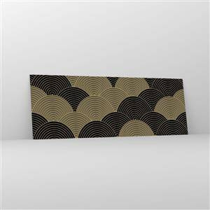 Cuadro sobre vidrio - Impresiones sobre Vidrio - Patrón Art Déco con semicírculos y líneas doradas. - 140x50cm - Multiplicación de la unidad - Decoración de pared moderna para salón y dormitorio ARTTOR