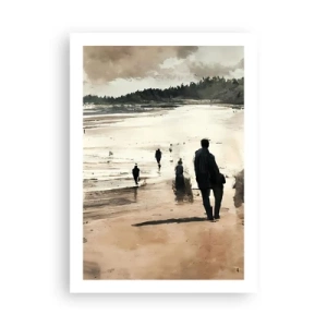 Póster - Un paseo por la playa en colores nostálgicos - 50x70cm - Un sueño evocado - Decoración de pared moderna para salón y dormitorio ARTTOR