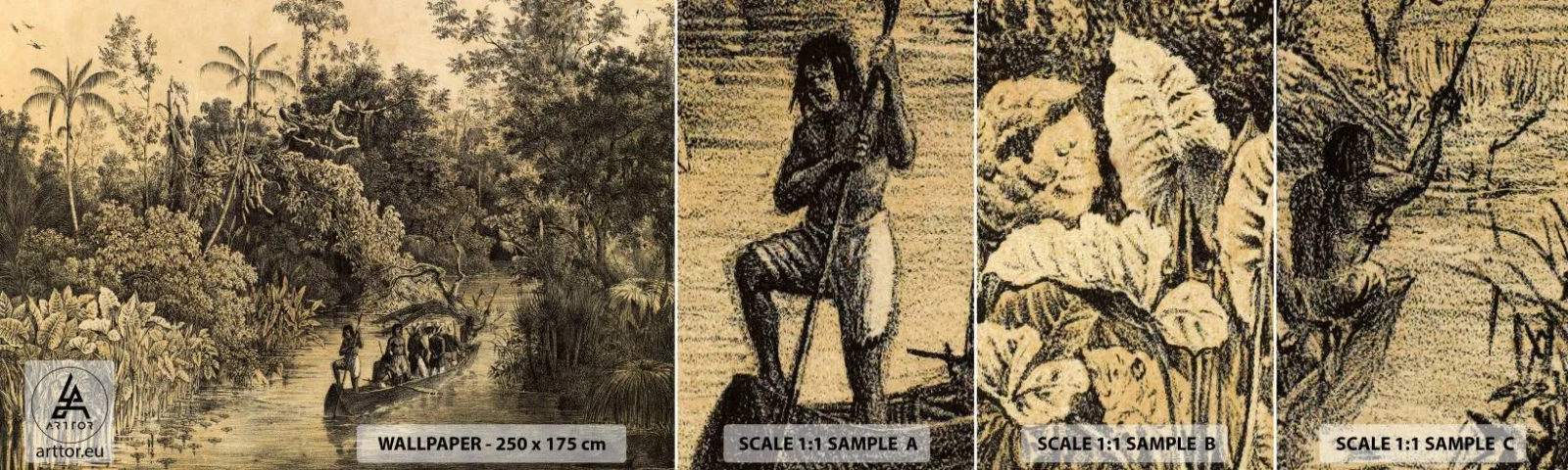 Muestra de fotomural autoadhesivo Deluxe Sticker - Expedición a la fuente - Selva, amazonia, Zona tropical - 100x30 cm