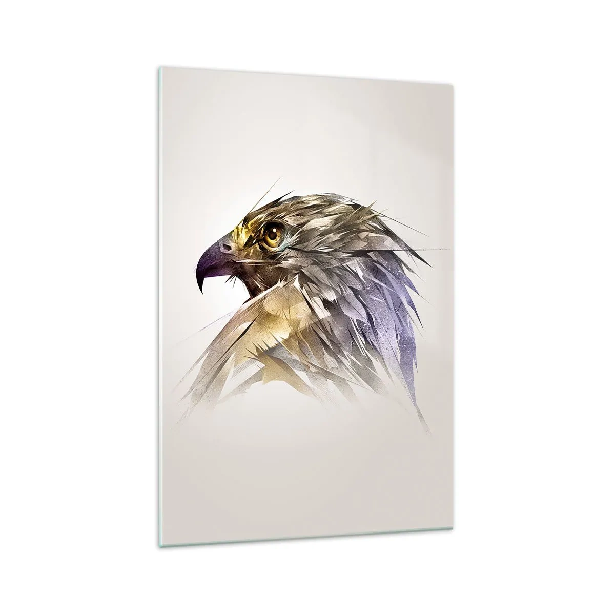 Cuadro sobre vidrio - Impresiones sobre Vidrio - Retrato artístico de un águila en tonos pastel. - 70x100cm - Retrato de un guerrero - Decoración de pared moderna para salón y dormitorio ARTTOR