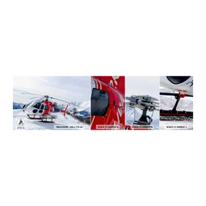 Muestra de fotomural autoadhesivo Deluxe Sticker - Siempre listo - Helicóptero, Paisaje, Alpes - 100x30 cm