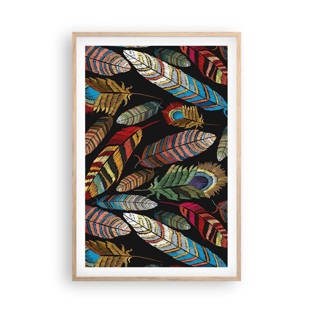 Póster en marco roble claro - Carnaval de las aves - 61x91 cm