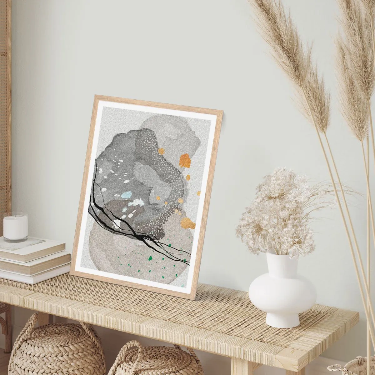 Póster en marco roble claro - Composición orgánica - 70x100 cm