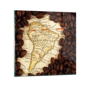 Cuadro sobre vidrio - Impresiones sobre Vidrio - ¿De dónde viene el mejor café? - 70x70 cm