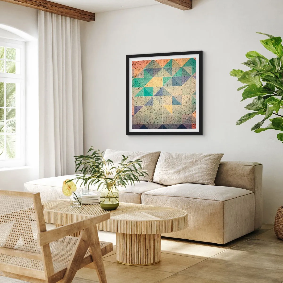 Póster en marco negro - República de los triángulos - 40x40 cm