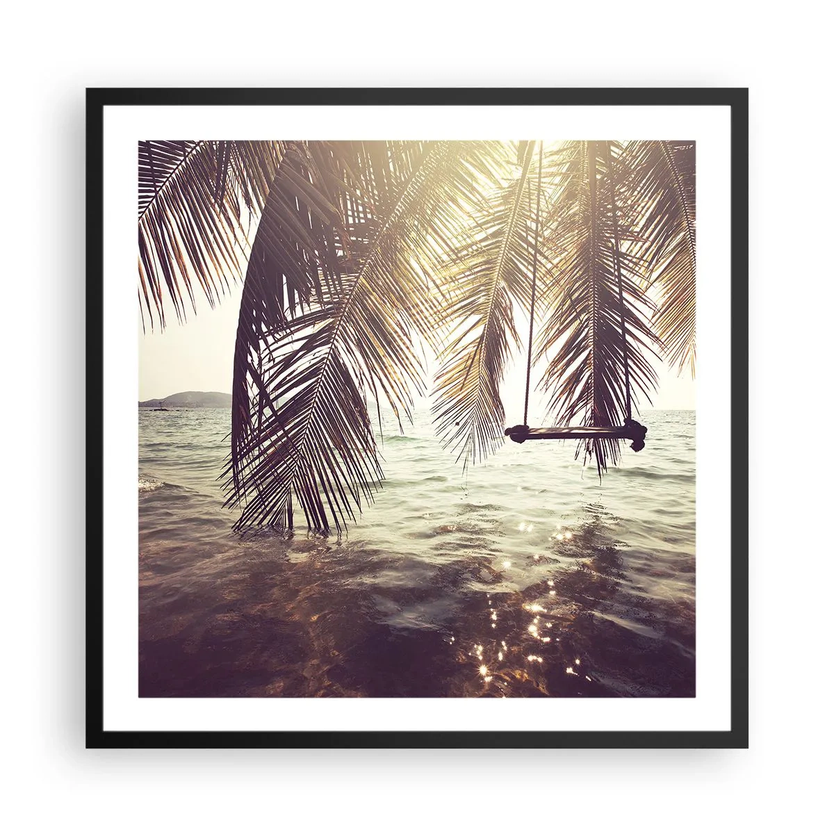 Póster en marco negro - Columpiar la imaginación - 60x60 cm