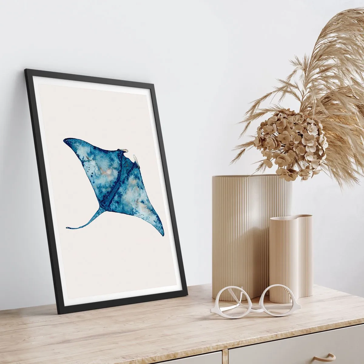 Póster en marco negro - La vida en azul - 30x40 cm