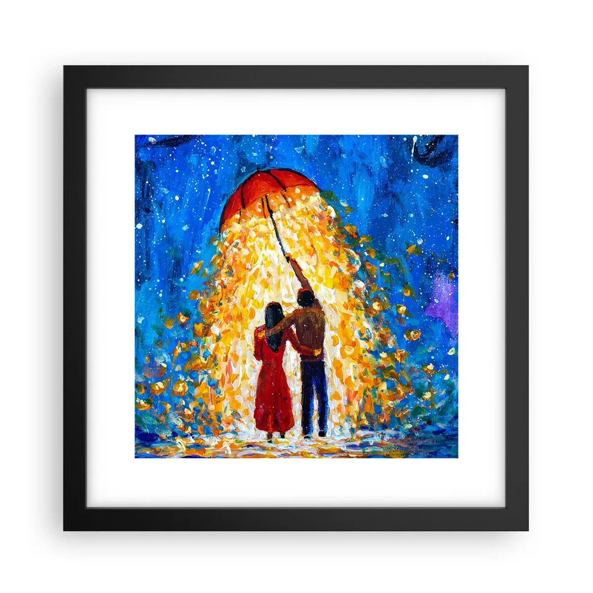 Póster en marco negro - La magia de una tarde lluviosa - 30x30 cm