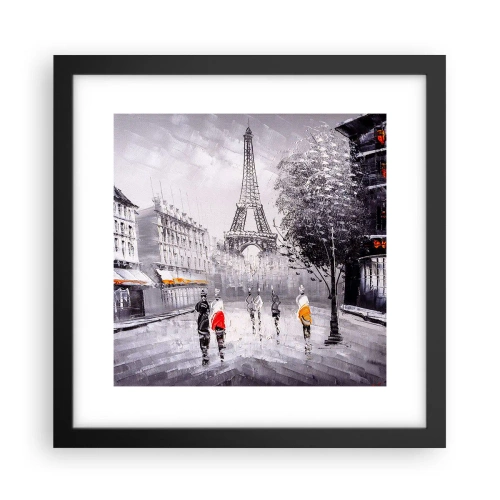 Póster en marco negro - Un paseo parisino - 30x30 cm