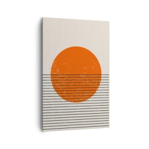 Cuadro sobre lienzo - Impresión de Imagen - Sol minimalista con líneas geométricas. - 80x120cm - Siempre el sol - Decoración de pared moderna para salón y dormitorio ARTTOR