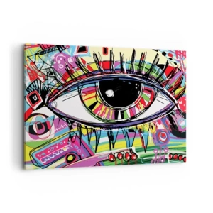 Cuadro sobre lienzo - Impresión de Imagen - Ojo de grafiti abstracto colorido - 120x80cm - Un ojo colorido - un alma colorida - Decoración de pared moderna para salón y dormitorio ARTTOR