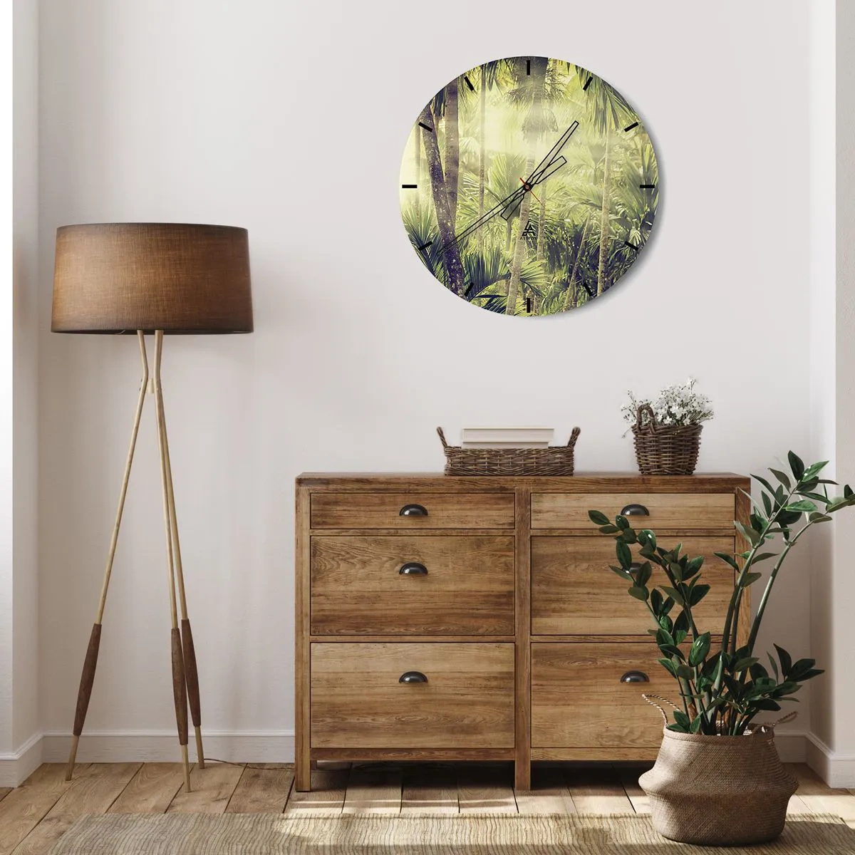 Reloj de pared - Reloj de vidrio - En el cálido verde - 40x40 cm