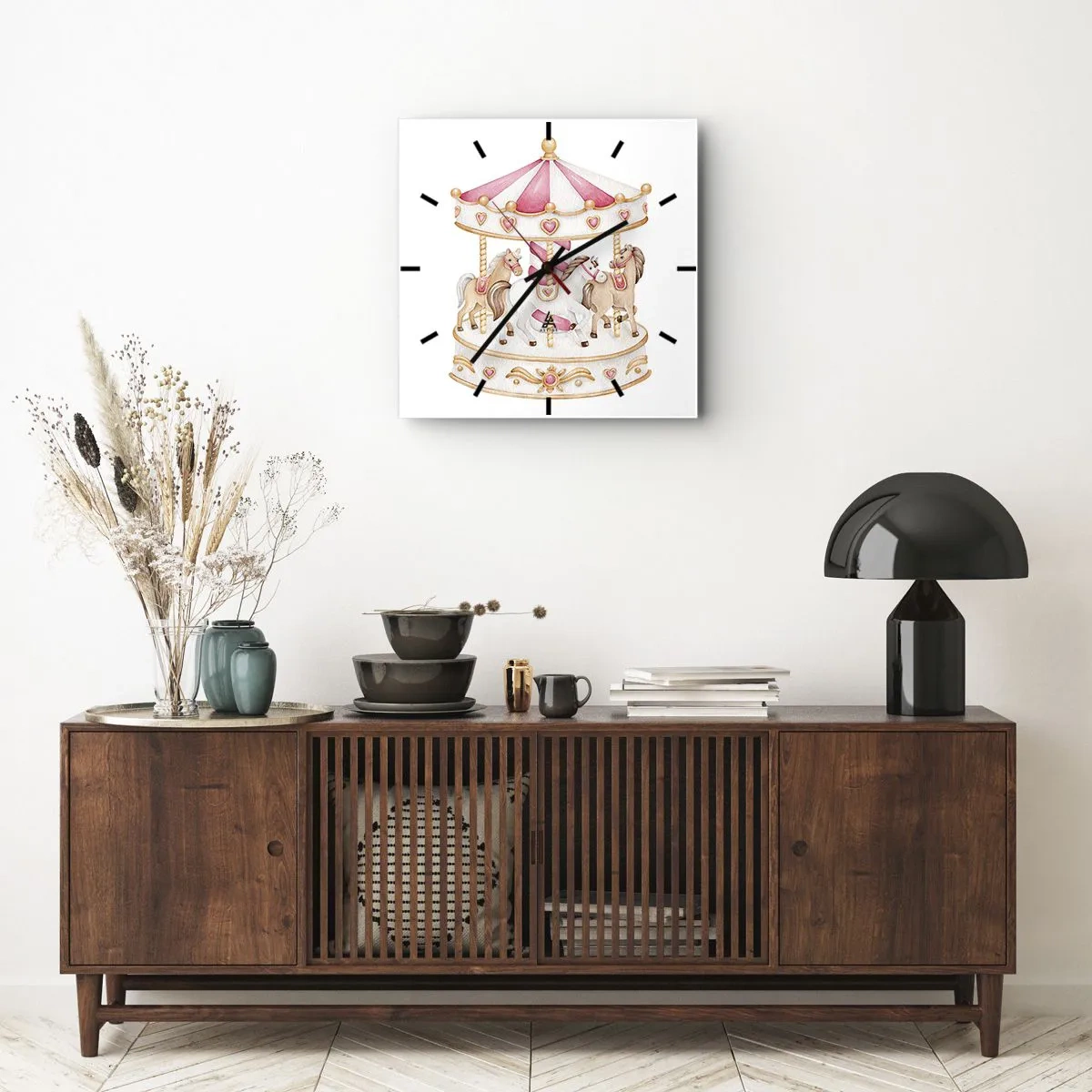 Reloj de pared - Reloj de vidrio - El dulce mundo de la infancia - 40x40 cm