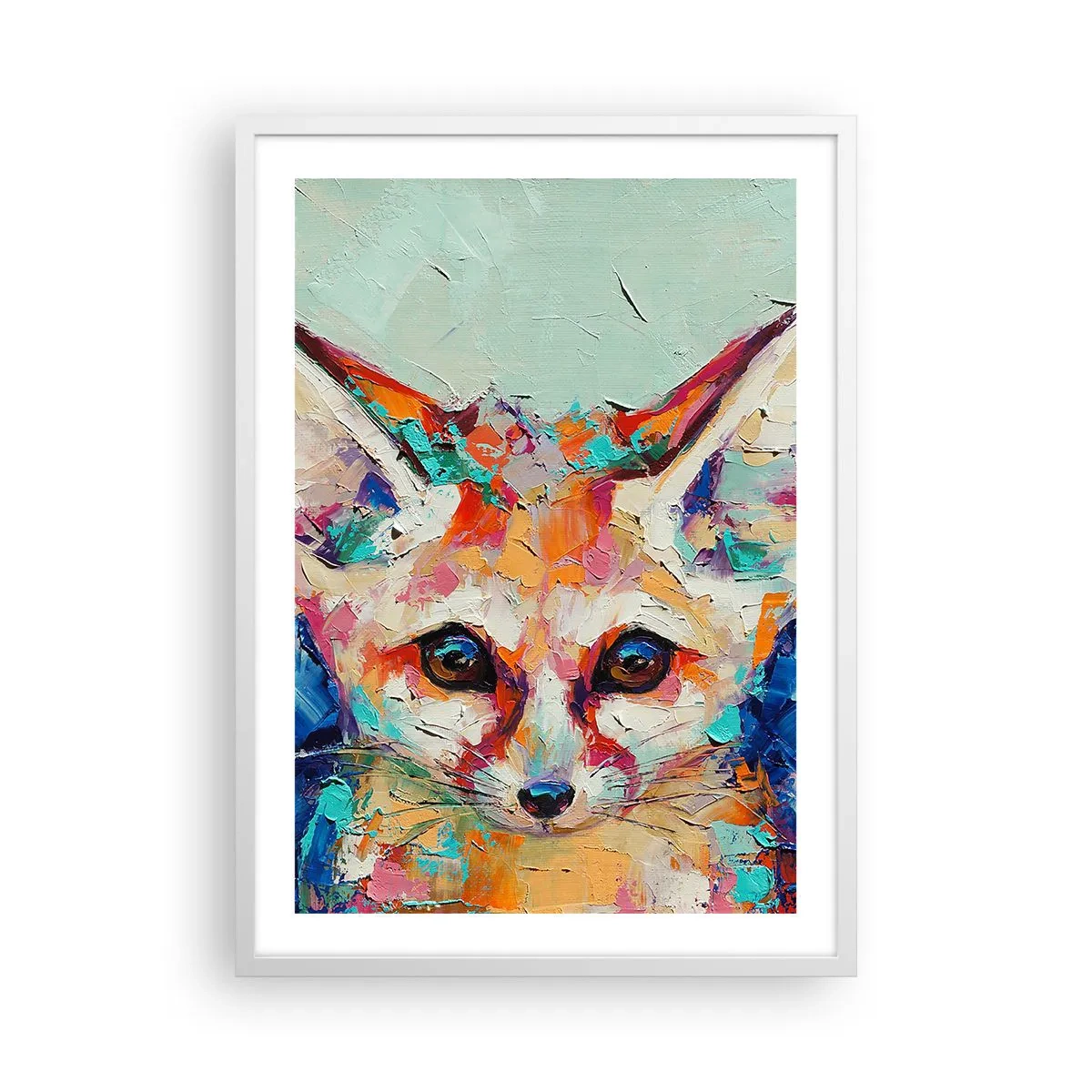 Póster en marco blanco - Mirada penetrante - 50x70 cm