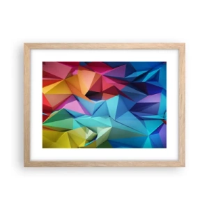 Póster en marco roble claro - Origami arco iris - 40x30 cm