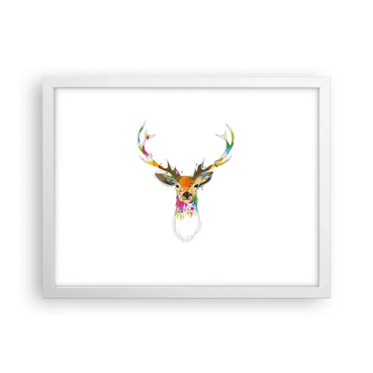 Póster en marco blanco - Un suave ciervo bañado en color - 40x30 cm