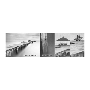 Muestra de fotomural Premium Canvas - Lejos - Paisaje, Mar, Puente de madera - 100x30 cm