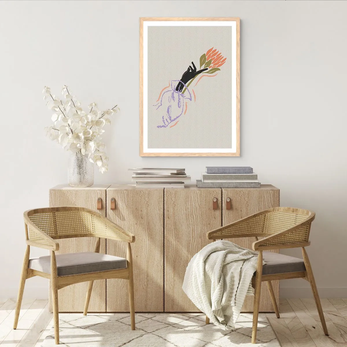 Póster en marco roble claro - Un toque fraternal - 40x50 cm