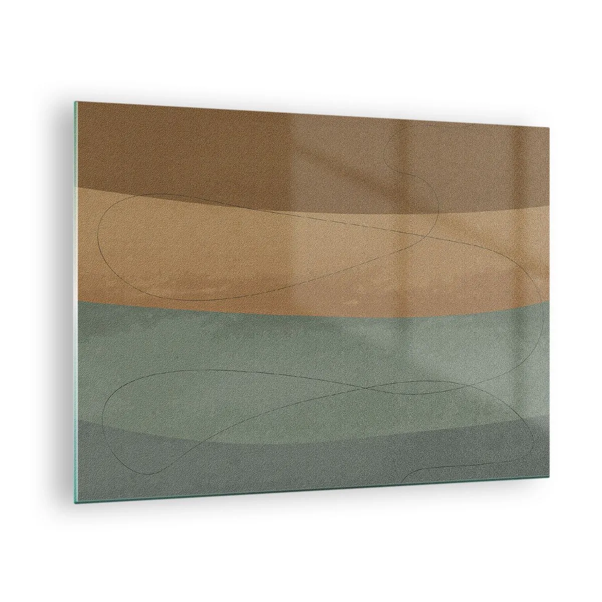Cuadro sobre vidrio - Impresiones sobre Vidrio - Rayas abstractas en tonos tierra - 70x50cm - Composición horizontal - Decoración de pared moderna para salón y dormitorio ARTTOR