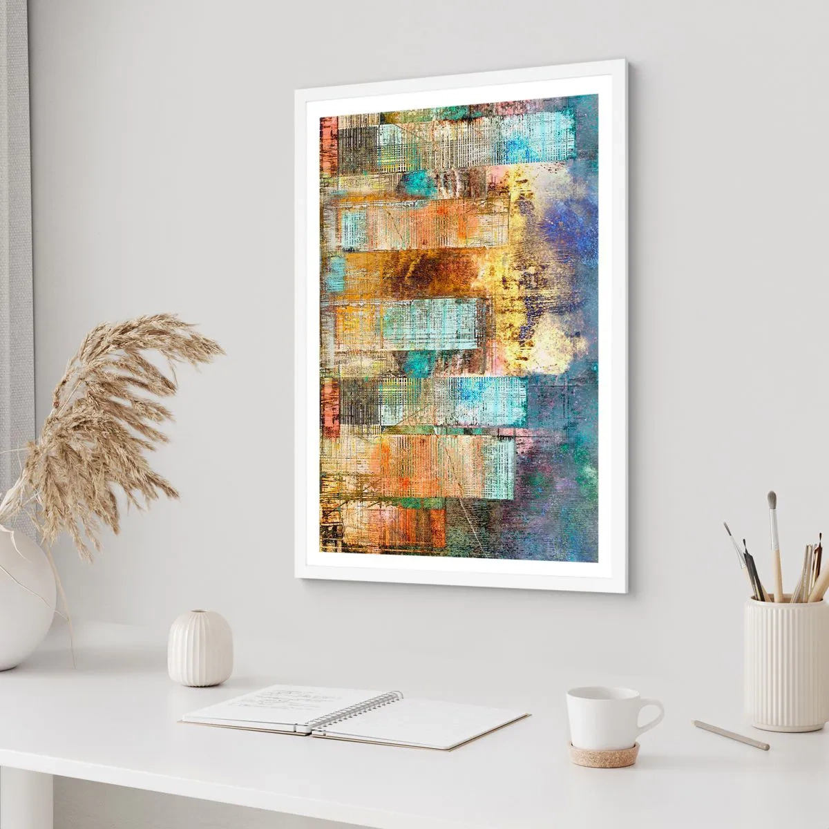 Póster en marco blanco - Metrópolis soleada - 61x91 cm