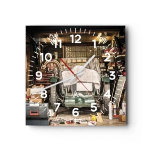 Reloj de pared - Reloj de vidrio - Volver al pasado - 40x40 cm