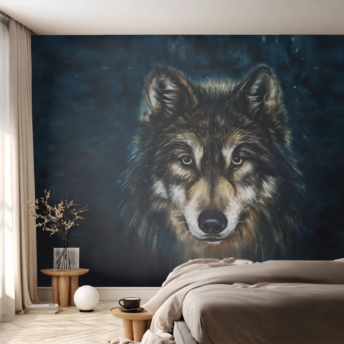 Fotomural Premium Sand - ¿Alfa? Y omega - Lobo, animales, Cuadro - 400x280 cm
