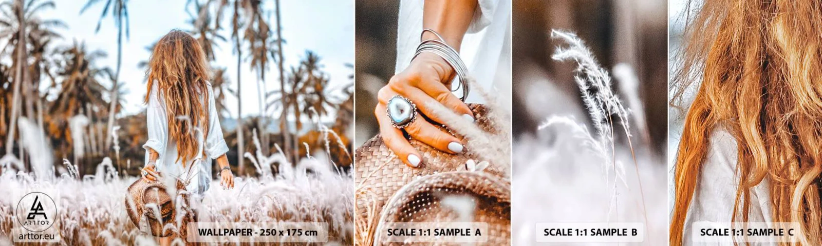 Muestra De Fotomural Standard Eco - Nacida en el plumón de la Tierra - Mujer, Vintage, bohemia - 100x30 cm