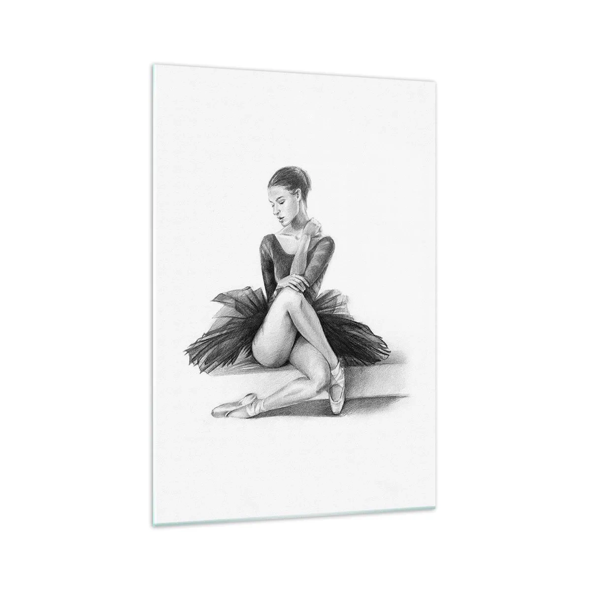 Cuadro sobre vidrio - Impresiones sobre Vidrio - Un boceto de una bailarina en un estilo sutil y clásico. - 70x100cm - Amante de la danza - Decoración de pared moderna para salón y dormitorio ARTTOR