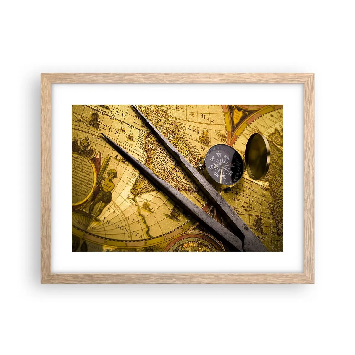 Póster en marco roble claro - ¿Dónde están los tesoros? - 40x30 cm