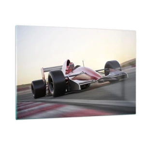 Cuadro sobre vidrio - Impresiones sobre Vidrio - Fórmula 1 en la pista de carreras - 120x80cm - Siempre el ganador - Decoración de pared moderna para salón y dormitorio ARTTOR