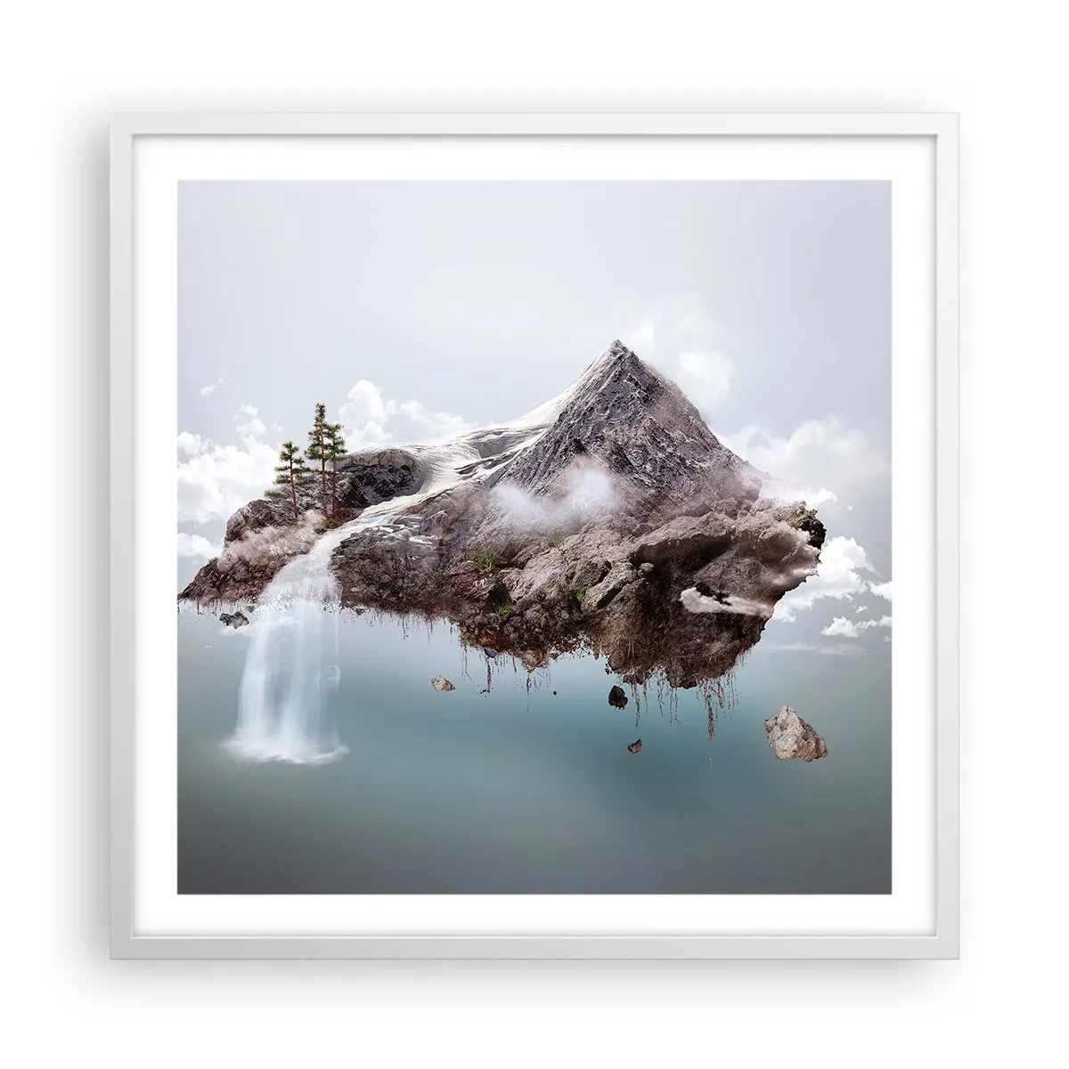 Póster en marco blanco - Isla surrealista - 60x60 cm