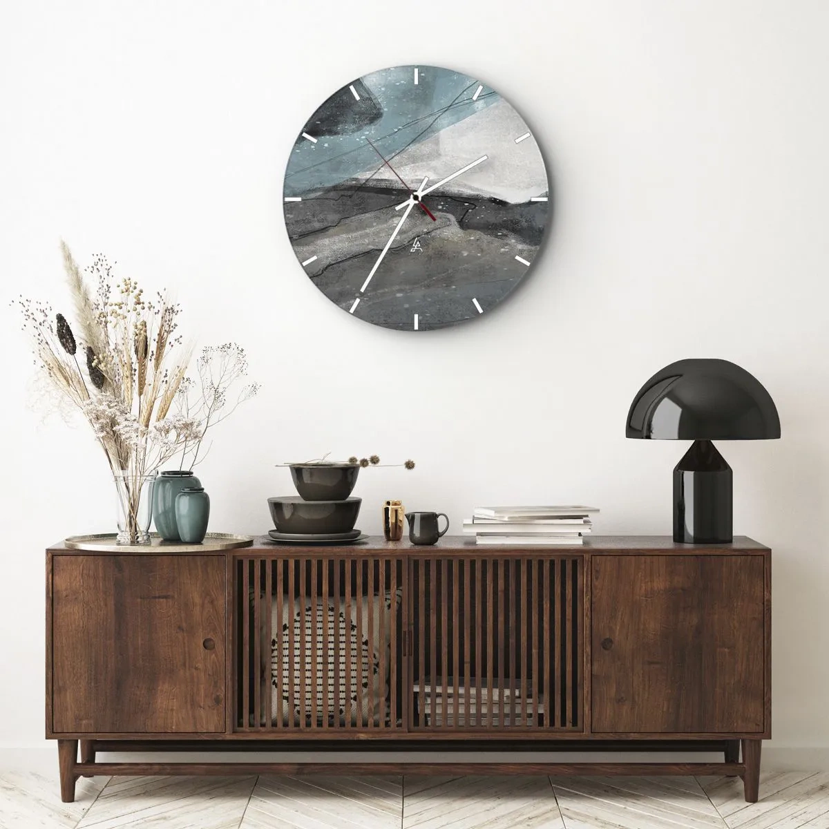 Reloj de pared - Reloj de vidrio - Abstracción: rocas y hielo - 40x40 cm