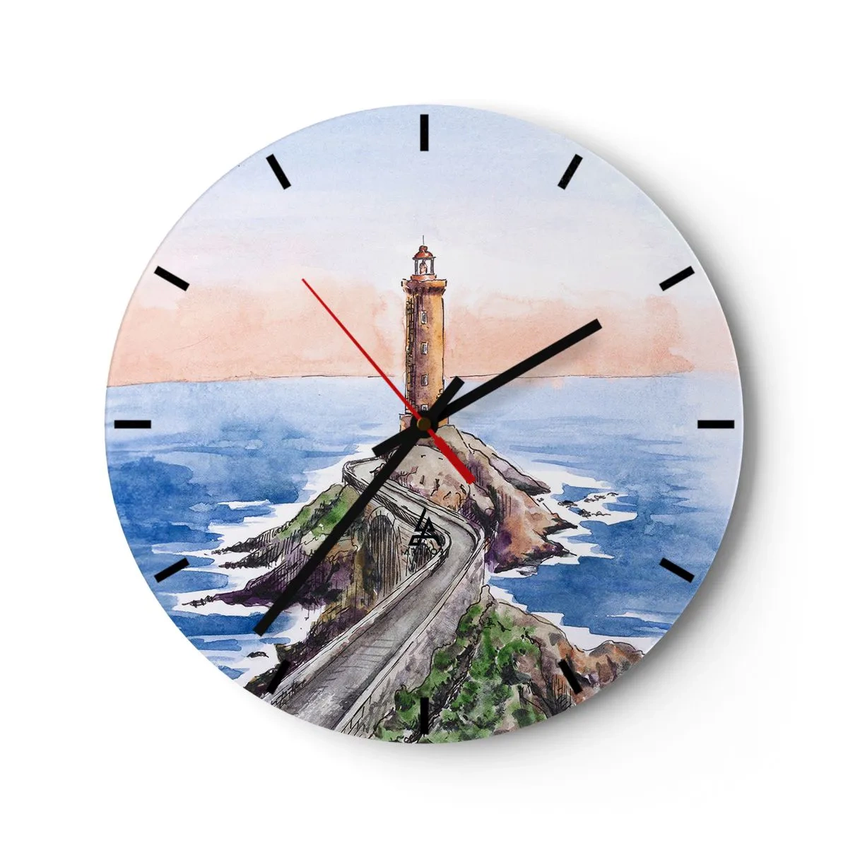 Reloj de pared - Reloj de vidrio - Frente al mar - 40x40 cm