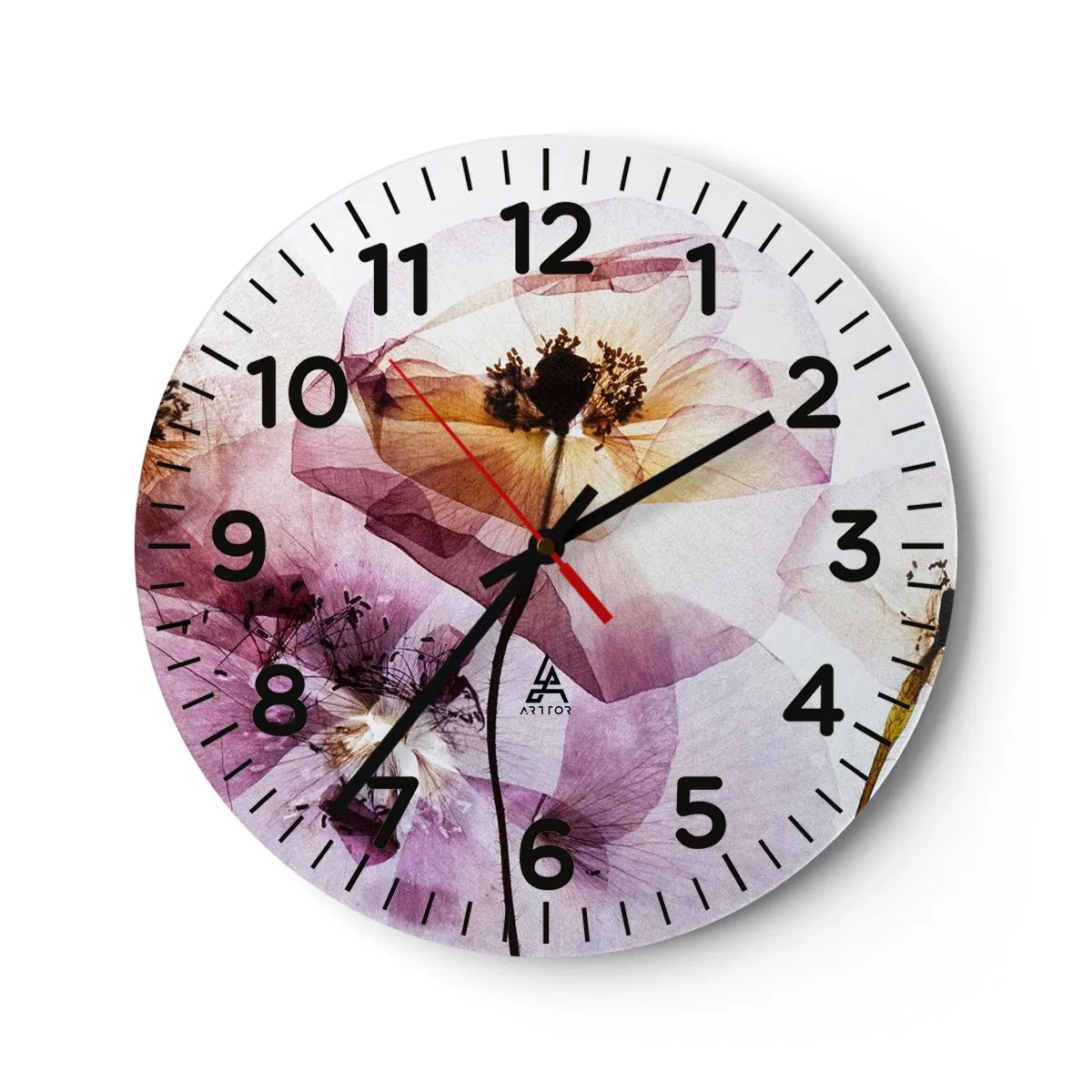 Reloj de pared - Reloj de vidrio - Cuerpo de flor - 40x40 cm