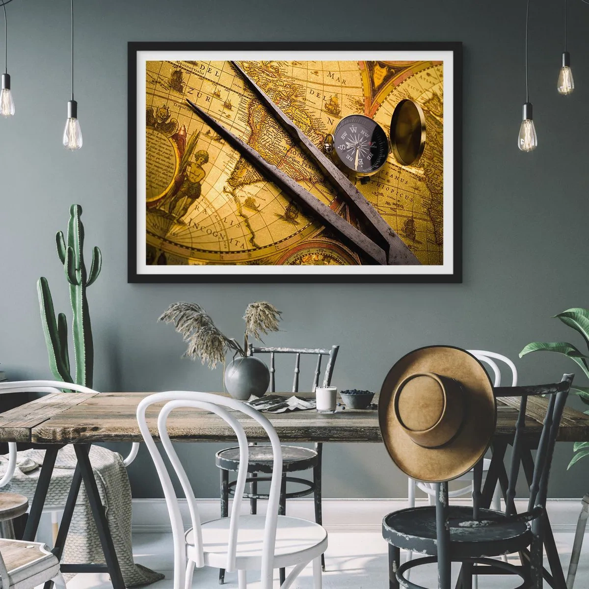 Póster en marco negro - ¿Dónde están los tesoros? - 40x30 cm