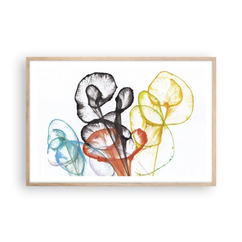 Póster en marco roble claro - Flores con alma - 91x61 cm