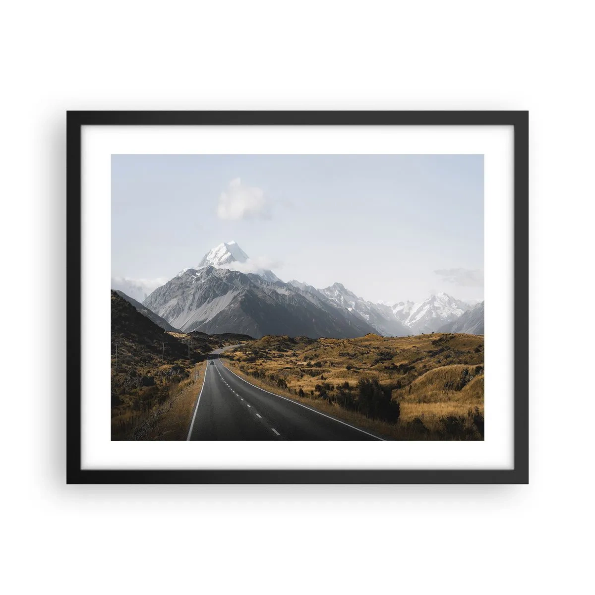 Póster en marco negro - El camino al corazón de las montañas - 50x40 cm