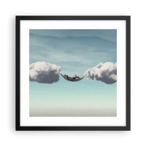 Póster en marco negro - La felicidad del momento - 40x40 cm