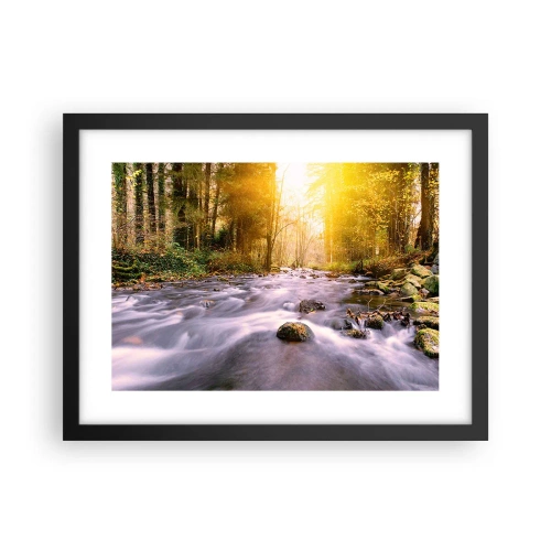 Póster en marco negro - Malaquita en un marco de plata y oro - 40x30 cm