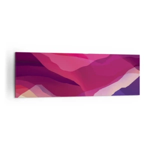 Cuadro sobre lienzo - Impresión de Imagen - Ondas abstractas en tonos morados y rosas sobre un fondo claro. - 160x50cm - Ondas púrpuras - Decoración de pared moderna para salón y dormitorio ARTTOR