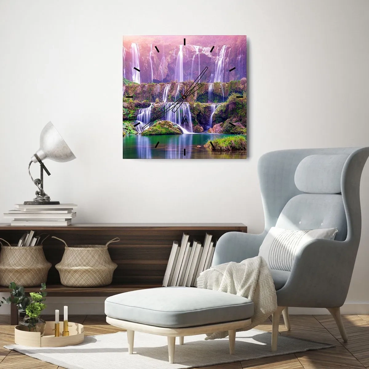 Reloj de pared - Reloj de vidrio - Escalera al cielo - 30x30 cm