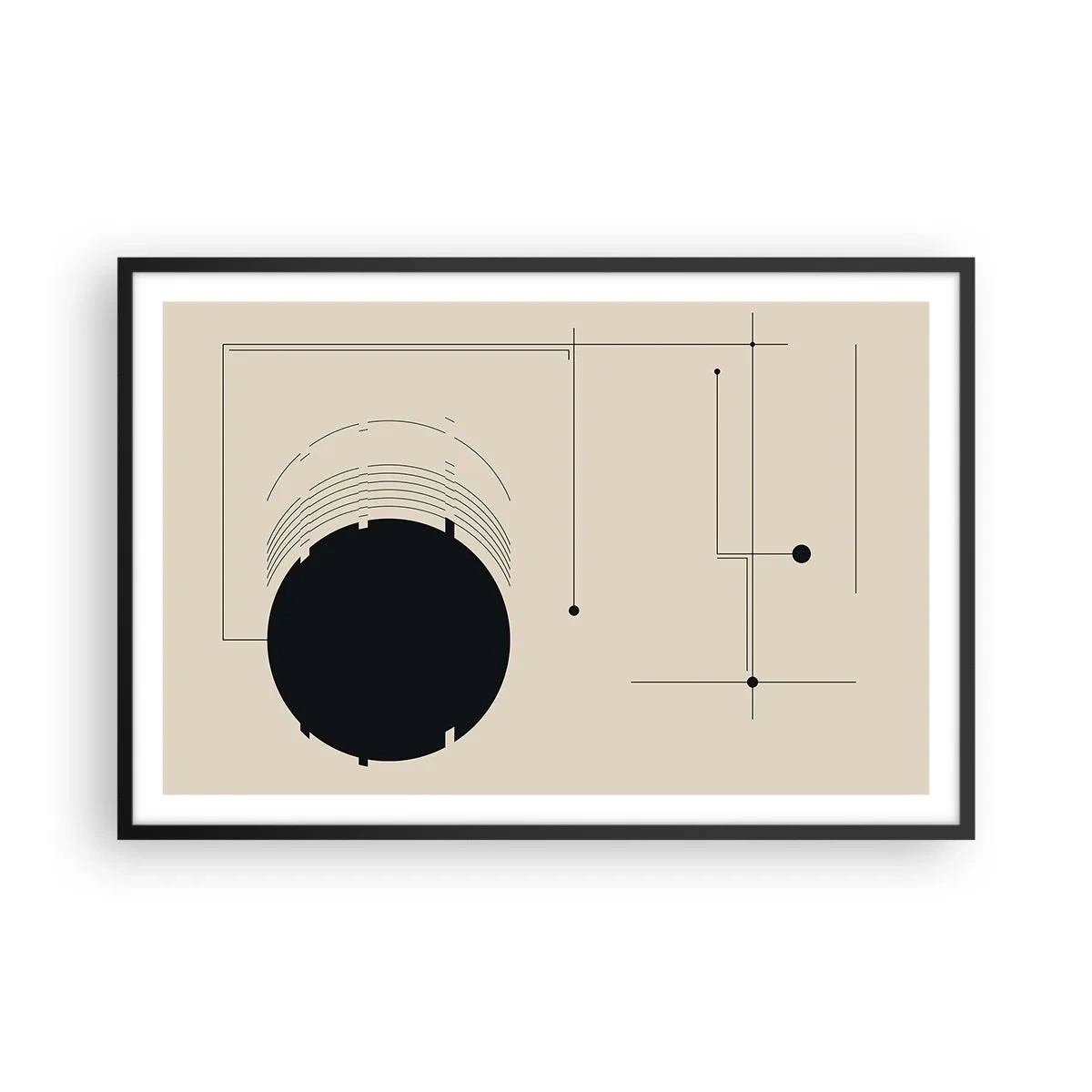 Póster en marco negro - Composición elástica y dinámica - 91x61 cm
