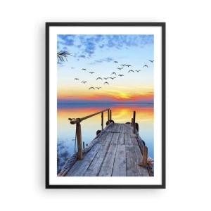 Póster en marco negro - Muelle junto al lago al atardecer - 50x70cm - Es hora de volver... - Decoración de pared moderna para salón y dormitorio ARTTOR